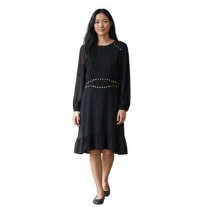 Michael Kors Women's Black Studded A-Line Dress Size M Formal